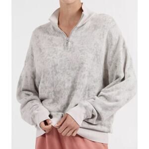 Atm Anthony Thomas Melillo 'Printed' Grey French Cotton-Terry Half-Zip